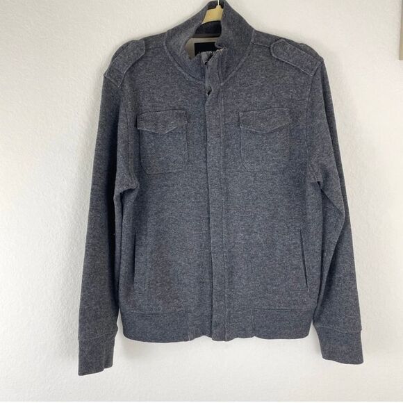 Banana Republic Mens Wool blend Full Zip Fleece Jacket sz large Grey - Picture 2 of 12